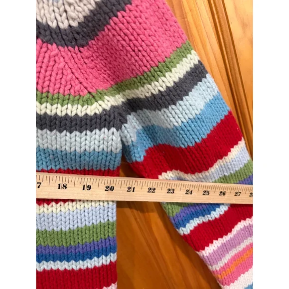 Vintage GAP 2000 Holiday Rainbow Stripe Wool Blend Crewneck Sweater XL - Picture 6 of 7